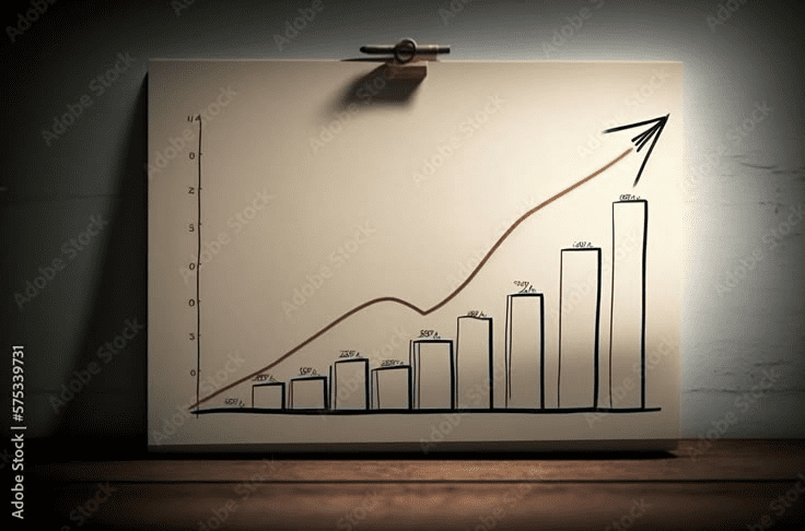 a graph with an upward trend showing progress and growth in earnings or business success created wi