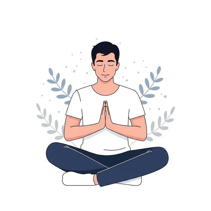 man meditating in lotus pose with closed eyes
