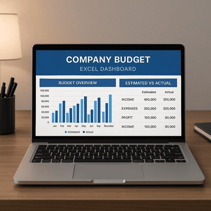 company budget template excel business income expense tracker financial dashboard actual vs 